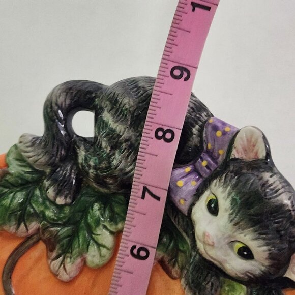 Fitz And Floyd Vintage Pumpkin With Black Cat Decorative Plate - Picture 3 of 5